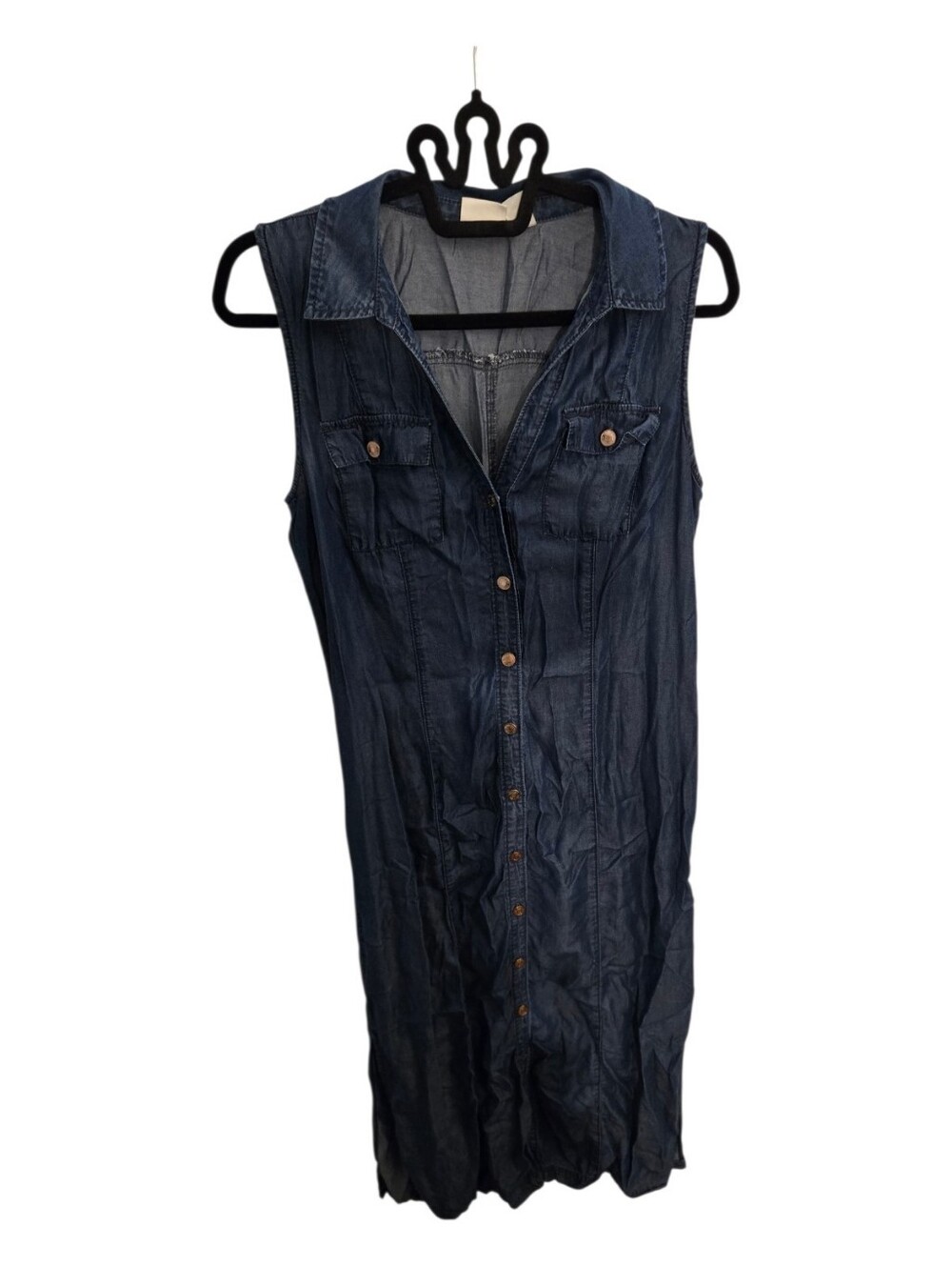 Chico's Sleeveless Button Up Denim Maxi Sz 0.5